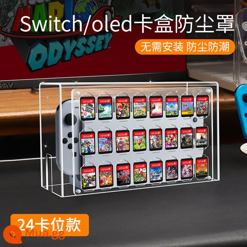 Bijibite Nintendo Switch bụi che hộp cơ sở phát sáng switcholed vỏ acrylic chính màn hình oled máy chơi game vỏ bảo vệ tay cầm ns bao gồm túi lưu trữ trong suốt phụ kiện hộp thẻ - Tấm che bụi hộp 24 thẻ trong suốt "Switch/Oled Universal"