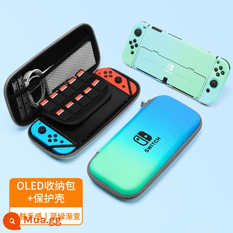 Chính thức Nintendo switcholed vỏ bảo vệ công tắc tay cầm vỏ ns vỏ cứng đế có thể cắm vỏ trong suốt vỏ oled túi lưu trữ bộ phụ kiện silicone mềm vỏ mềm riêng biệt tay áo silicone - Vỏ thân thiện với da được chuyển đổi "gradient màu xanh lam" + túi đựng √ Phim + nắp miễn phí