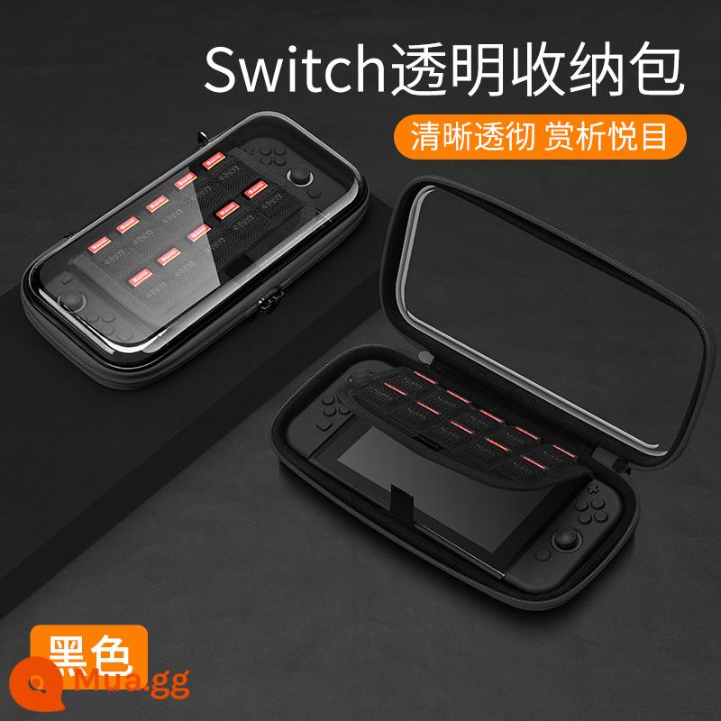 Bijibite Nintendo Switch bụi che hộp cơ sở phát sáng switcholed vỏ acrylic chính màn hình oled máy chơi game vỏ bảo vệ tay cầm ns bao gồm túi lưu trữ trong suốt phụ kiện hộp thẻ - Túi đựng đồ trong suốt "Switch" màu đen