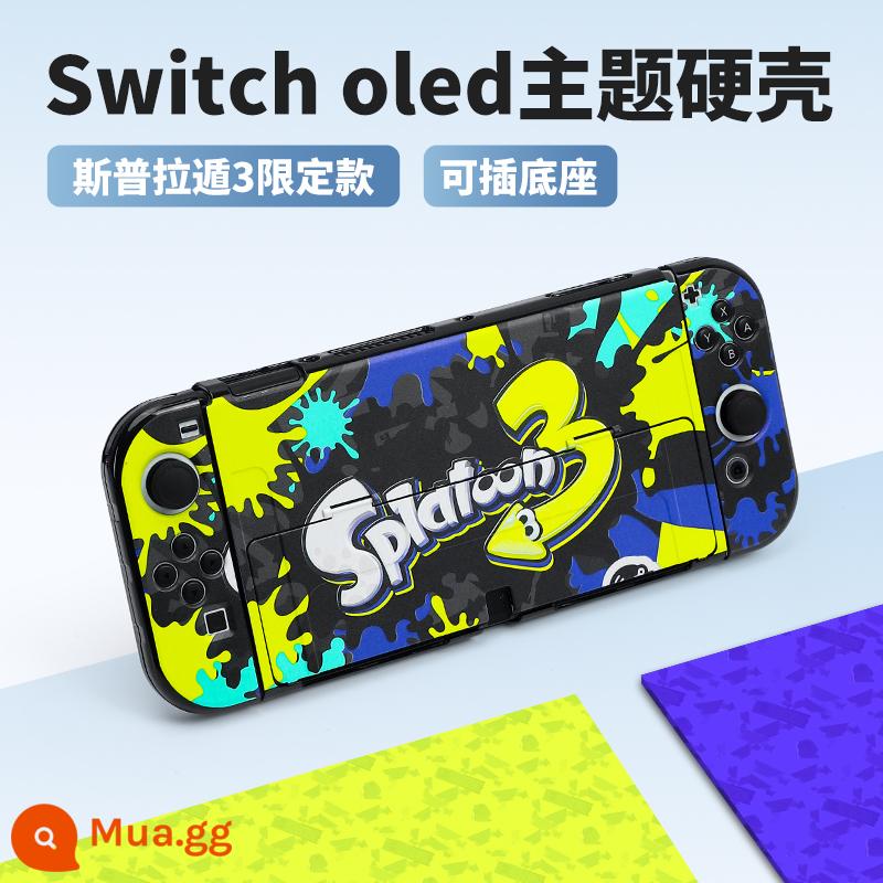 BJBite Nintendo switch vỏ bảo vệ switcholed tay cầm bìa silicone vỏ mềm ns phiên bản tuổi thọ pin vỏ tách rời bảng điều khiển trò chơi oled phiên bản Nhật Bản tích hợp phụ kiện vỏ cứng túi lưu trữ - Hộp cứng Oled "Spra Dun 3" √ miễn phí phim + nắp