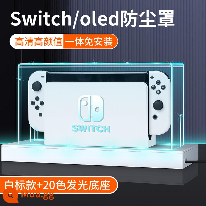 Bijibite Nintendo Switch bụi che hộp cơ sở phát sáng switcholed vỏ acrylic chính màn hình oled máy chơi game vỏ bảo vệ tay cầm ns bao gồm túi lưu trữ trong suốt phụ kiện hộp thẻ - Nhãn trắng chống bụi đa năng Switch/Oled + đế dạ quang 20 màu