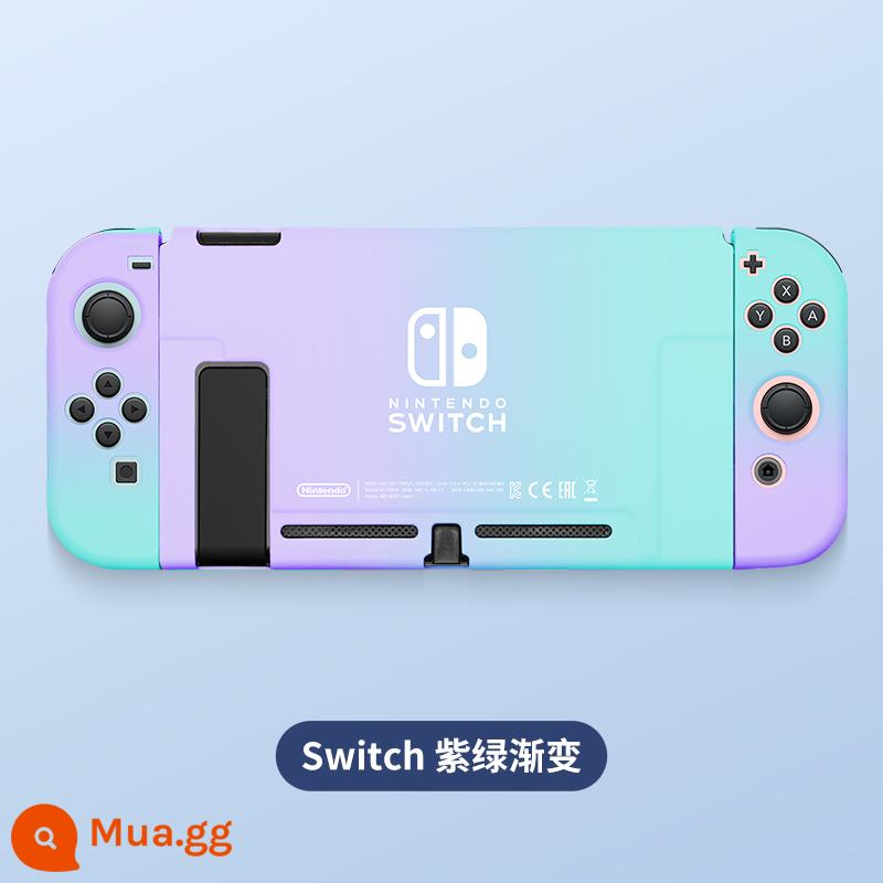 Vỏ bảo vệ Nintendo Switch, tay cầm Switchol, vỏ túi lưu trữ OLED, bộ phụ kiện đầy đủ, đế cắm ns, vỏ cứng, vỏ trong suốt, tách rời, vỏ mềm, hộp trò chơi di động bằng silicon - Vỏ thân thiện với da chuyển đổi "Purple Green gradient" √ phim + nắp miễn phí