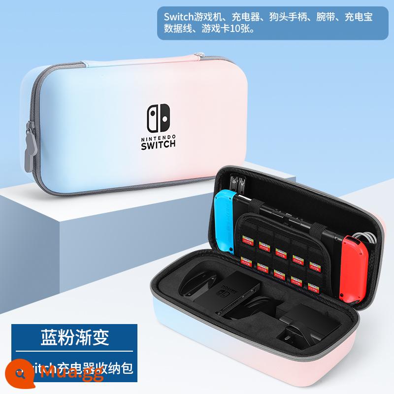 Bijibit switcholed túi lưu trữ Hộp đựng bộ sạc Nintendo switch di động dung lượng lớn hộp máy chơi game switchlite tay cầm oled cứng vỏ cứng phụ kiện bảng điều khiển ns - [Đổi túi đựng màu xanh và hồng] có thể đựng sạc + tay cầm