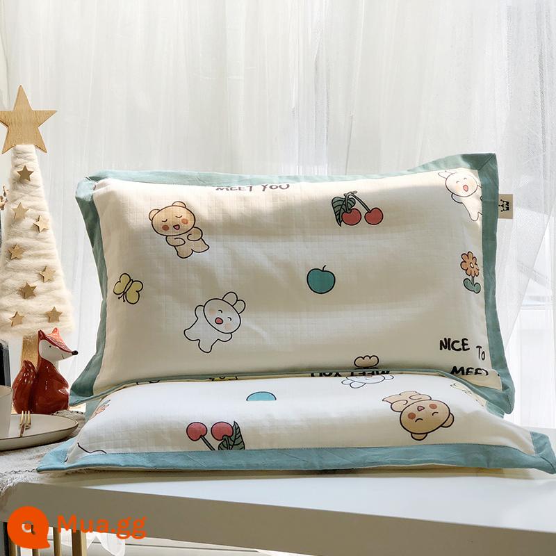 Cotton Nguyên Chất Cotton Gạc Gối Hoạt Hình Gối Khăn Cho Bé Mùa Hè Ký Túc Xá Thấm Mồ Hôi Thoáng Khí Gối Cao Su Trẻ Em - dàn hợp xướng màu xanh lá cây màu xanh lá cây