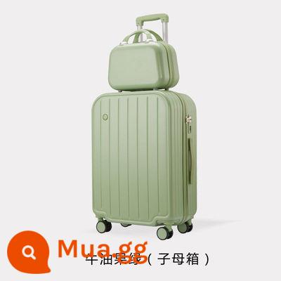 24 vali nữ nhỏ và nhẹ 20 inch sinh viên in lưới màu đỏ xu hướng thời trang mới 26 trường hợp xe đẩy du lịch thủy triều - [917] Hộp Mẹ Con Xanh Matcha