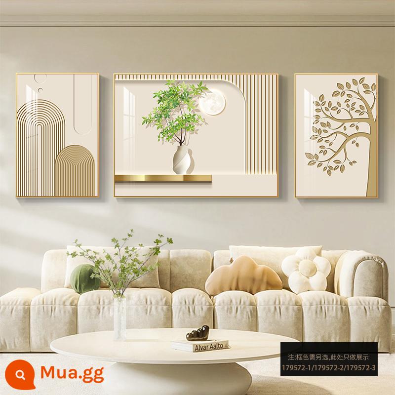 Tranh trang trí phòng khách Bắc Âu, tranh treo ba cây xanh tươi nhỏ, tranh treo tường nền sofa đơn giản hiện đại cao cấp - 179572-1/179572-2/179572-3