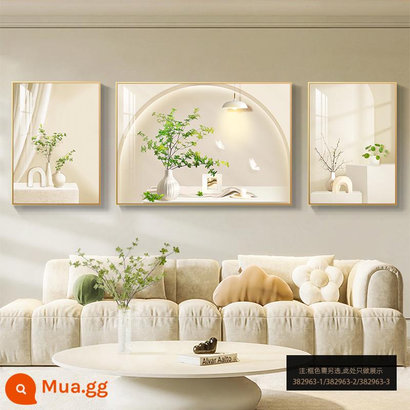 Tranh trang trí phòng khách Bắc Âu, tranh treo ba cây xanh tươi nhỏ, tranh treo tường nền sofa đơn giản hiện đại cao cấp - 382963-1/382963-2/382963-3