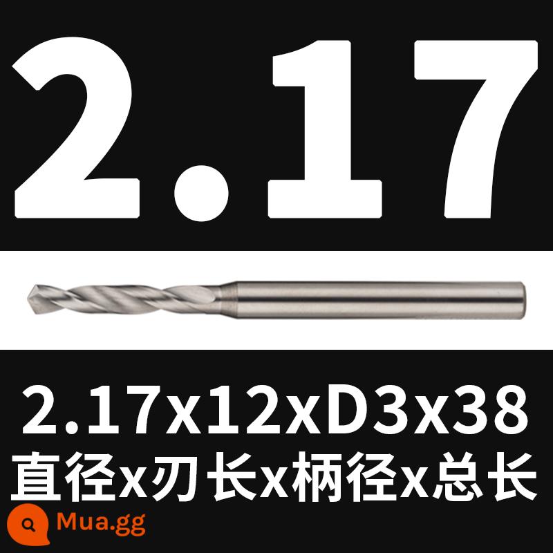 Mũi khoan thép vonfram 2.16 2.17 1.18 2.19 2.2 2.22 2.23 2.24 2.25 2.3 2.37 - 2,17x12x38 (không tráng phủ)