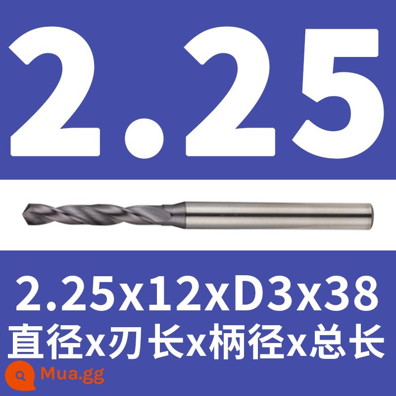 Mũi khoan thép vonfram 2.16 2.17 1.18 2.19 2.2 2.22 2.23 2.24 2.25 2.3 2.37 - Vàng 2,25x12x38 (tráng)