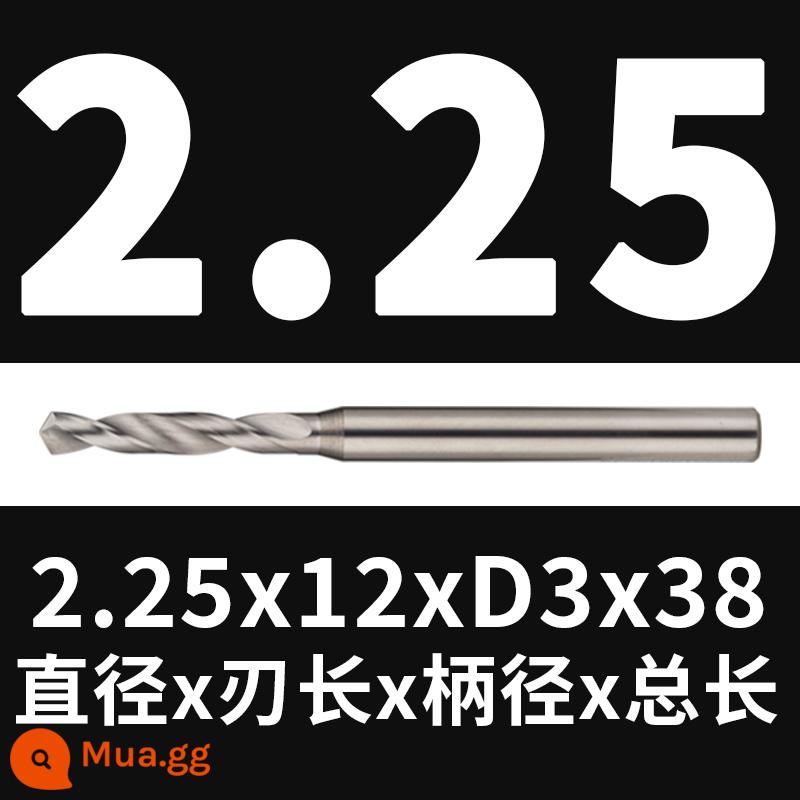 Mũi khoan thép vonfram 2.16 2.17 1.18 2.19 2.2 2.22 2.23 2.24 2.25 2.3 2.37 - 2,25x12x38 (không tráng phủ)