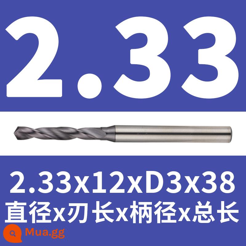 Mũi khoan thép vonfram 2.16 2.17 1.18 2.19 2.2 2.22 2.23 2.24 2.25 2.3 2.37 - Bạc 2,33x12x38 (tráng)