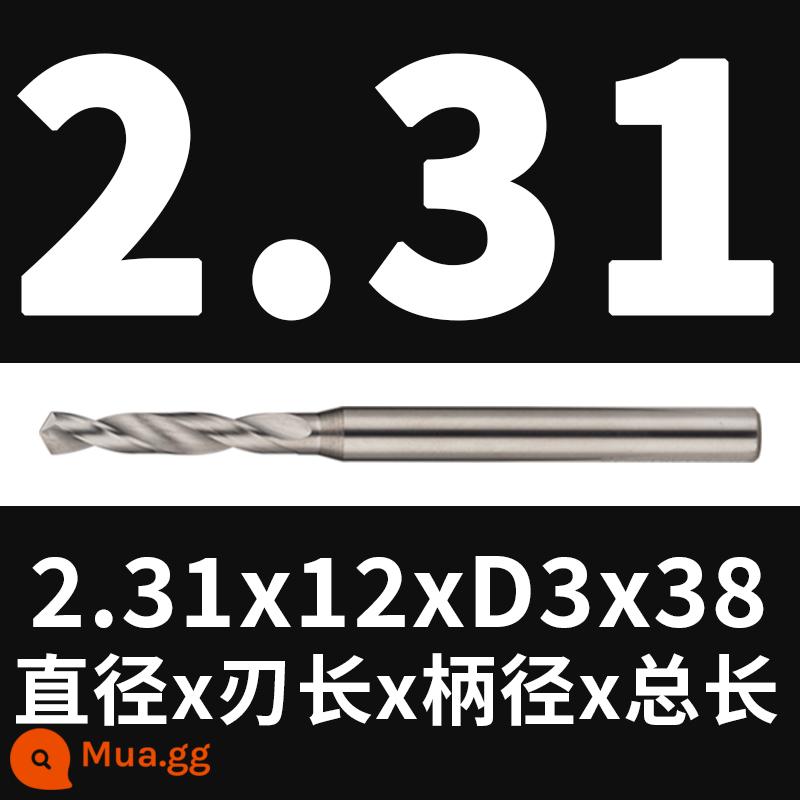 Mũi khoan thép vonfram 2.16 2.17 1.18 2.19 2.2 2.22 2.23 2.24 2.25 2.3 2.37 - 2,31x12x38 (không tráng phủ)