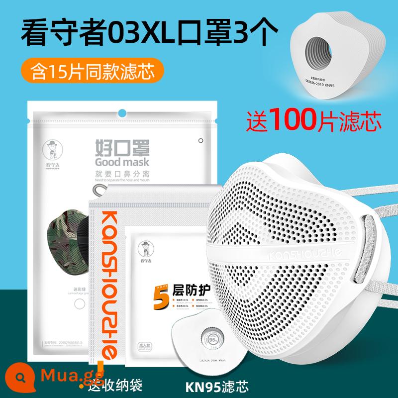 Người chăm sóc 03XL mặt nạ chống bụi chống bụi công nghiệp mài trang trí mỏ than tách miệng và mũi mặt nạ bảo vệ có thể giặt được - Mặt nạ trắng 03XL, ba phần tử lọc 100 miễn phí