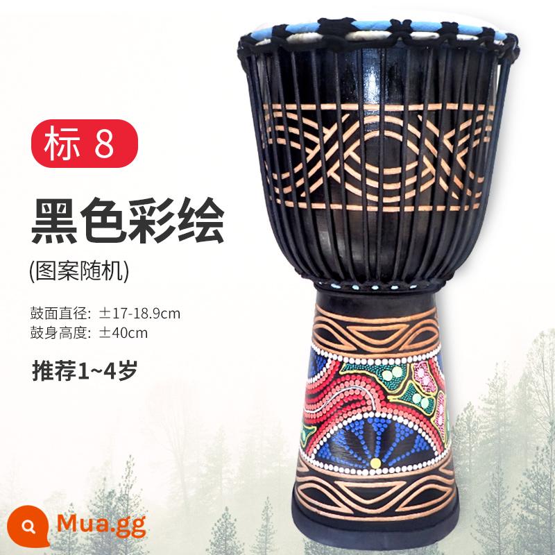 Trống Cega Châu Phi Flagship Store trẻ em mẫu giáo chuyên dụng tay trống 8 inch di động tambourine 10/12 nhạc cụ gõ - [Trống gỗ] Tiêu chuẩn 8 màu đen + dạy học