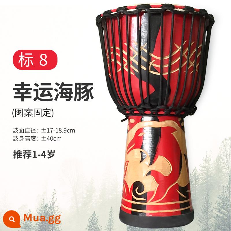 Trống Cega Châu Phi Flagship Store trẻ em mẫu giáo chuyên dụng tay trống 8 inch di động tambourine 10/12 nhạc cụ gõ - [Trống Gỗ] Chuẩn 8 Dolphin + Giảng Dạy