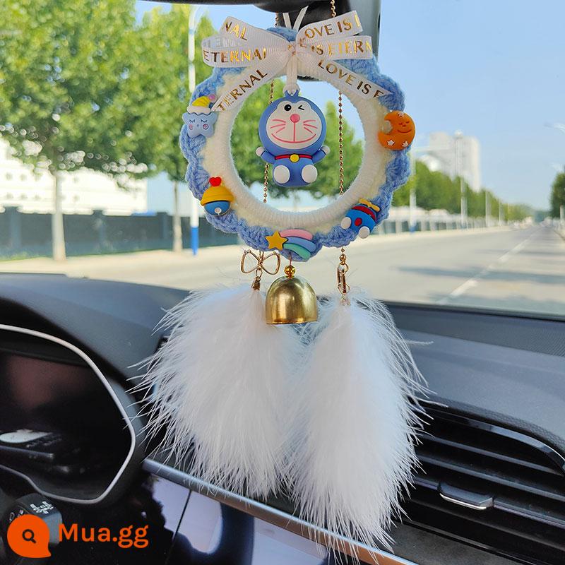 Mặt Dây Chuyền Ô Tô Handmade Mèo May Mắn Charm Trang Trí Trang Trí Ô Tô Dễ Thương Cao Cấp Phụ Kiện Ô Tô Chiếu Hậu Vật Trang Trí - Nhẫn hoạt hình + người béo xanh - xanh (thành phẩm) + tóc bướm