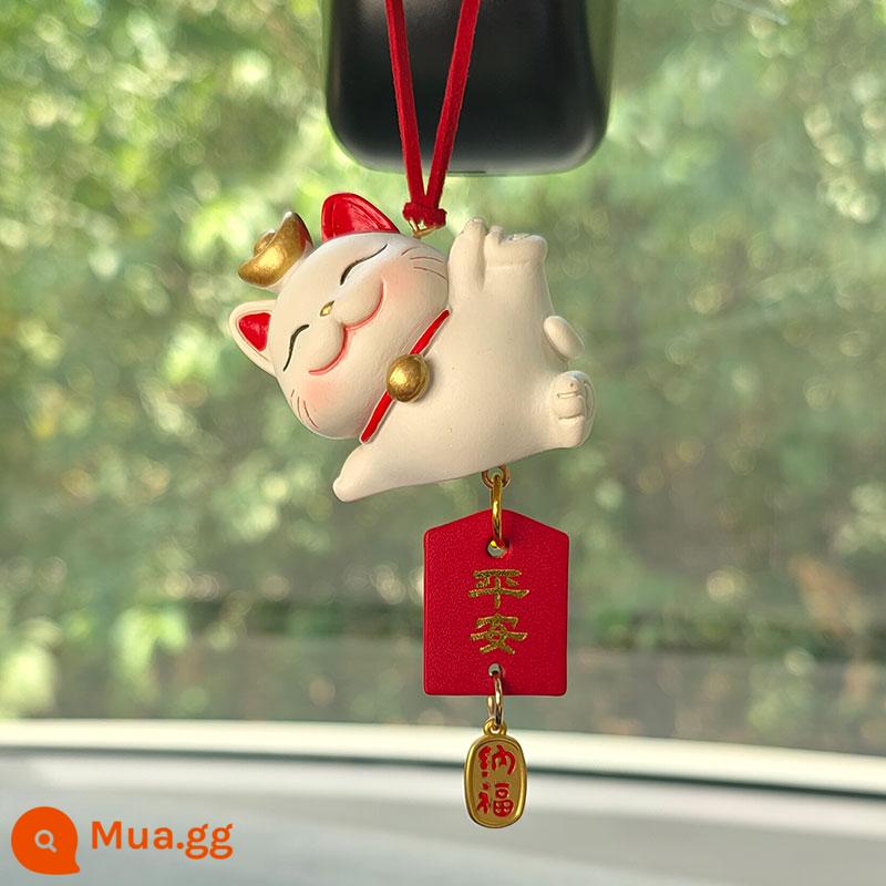 Mặt Dây Chuyền Ô Tô Handmade Mèo May Mắn Charm Trang Trí Trang Trí Ô Tô Dễ Thương Cao Cấp Phụ Kiện Ô Tô Chiếu Hậu Vật Trang Trí - Mèo nằm + Tiểu Bình An + Nafu