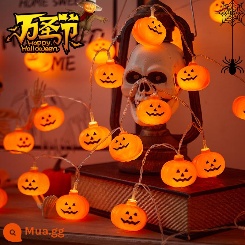 Halloween bí ngô đèn lồng đồ chơi bộ xương dây đèn nhỏ trang trí thanh trung tâm mua sắm sự kiện bố trí cảnh đạo cụ và đồ trang trí - Đèn lồng bí ngô nhỏ [2 mét 10 đèn] mẫu pin + pin