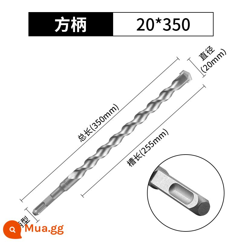 Tay cầm vuông mũi khoan va đập bê tông mũi khoan búa điện tay cầm tròn kéo dài va đập đồng hồ điện đầu tròn xuyên tường đầu đột - 20*350