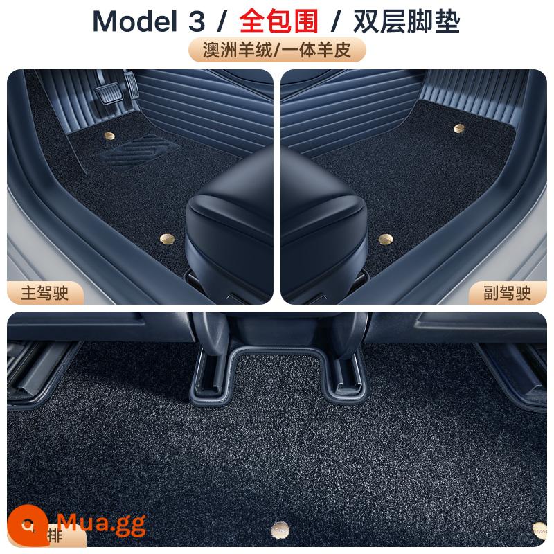 Thảm sàn Tesla được bao quanh hoàn toàn bởi model3/y thảm lót sàn ô tô đặc biệt modely ya túi mềm hàng không phụ kiện thảm ô tô - Model 3 [Top Model] ∥Thảm sàn da cừu bao quanh + chăn cashmere Úc ∥Chống thấm nước, chống bám bẩn và không mùi