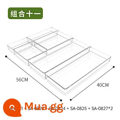 Ngăn lưu trữ ngăn kéo Ngăn hộp lưu trữ tích hợp ngăn nhà bếp tổ chức tạo tác máy tính để bàn trong suốt phong cách Nhật Bản đồ lặt vặt văn phòng phẩm - (40*56cm) Kết Hợp Mười Một