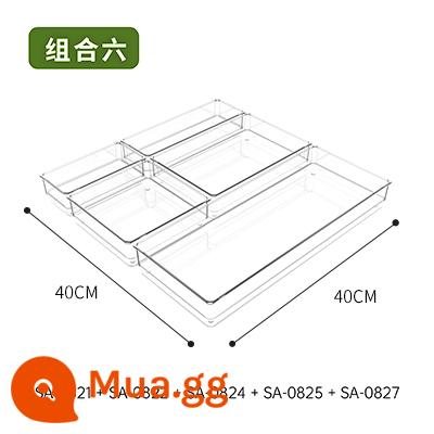 Ngăn lưu trữ ngăn kéo Ngăn hộp lưu trữ tích hợp ngăn nhà bếp tổ chức tạo tác máy tính để bàn trong suốt phong cách Nhật Bản đồ lặt vặt văn phòng phẩm - (40*40cm) Kết hợp Sáu