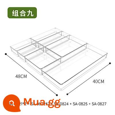 Ngăn lưu trữ ngăn kéo Ngăn hộp lưu trữ tích hợp ngăn nhà bếp tổ chức tạo tác máy tính để bàn trong suốt phong cách Nhật Bản đồ lặt vặt văn phòng phẩm - (40*48cm) Kết hợp Chín