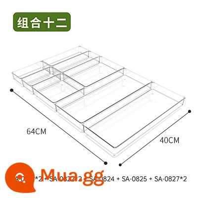 Ngăn lưu trữ ngăn kéo Ngăn hộp lưu trữ tích hợp ngăn nhà bếp tổ chức tạo tác máy tính để bàn trong suốt phong cách Nhật Bản đồ lặt vặt văn phòng phẩm - (40*64cm) Kết hợp mười hai