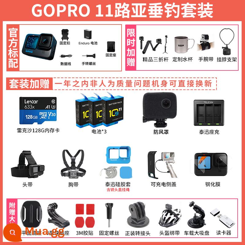 Camera thể thao GOPRO11/10/9 quay video ngắn đầu máy cưỡi camera lặn chống nước chống rung - Bộ câu cá GOPRO 11 (tặng quà khi yêu cầu)