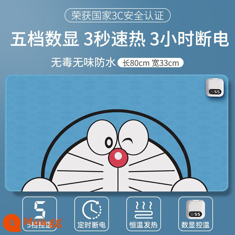 Nóng Miếng Lót Chuột Văn Phòng Để Bàn Làm Nóng Ấm Bàn Học Sinh Viết Bài Tập Viết Làm Nóng Bàn Tay Chống Thấm Nước - Mèo xanh (80 * 33cm) Màn hình kỹ thuật số thời gian thông minh năm tốc độ 3h