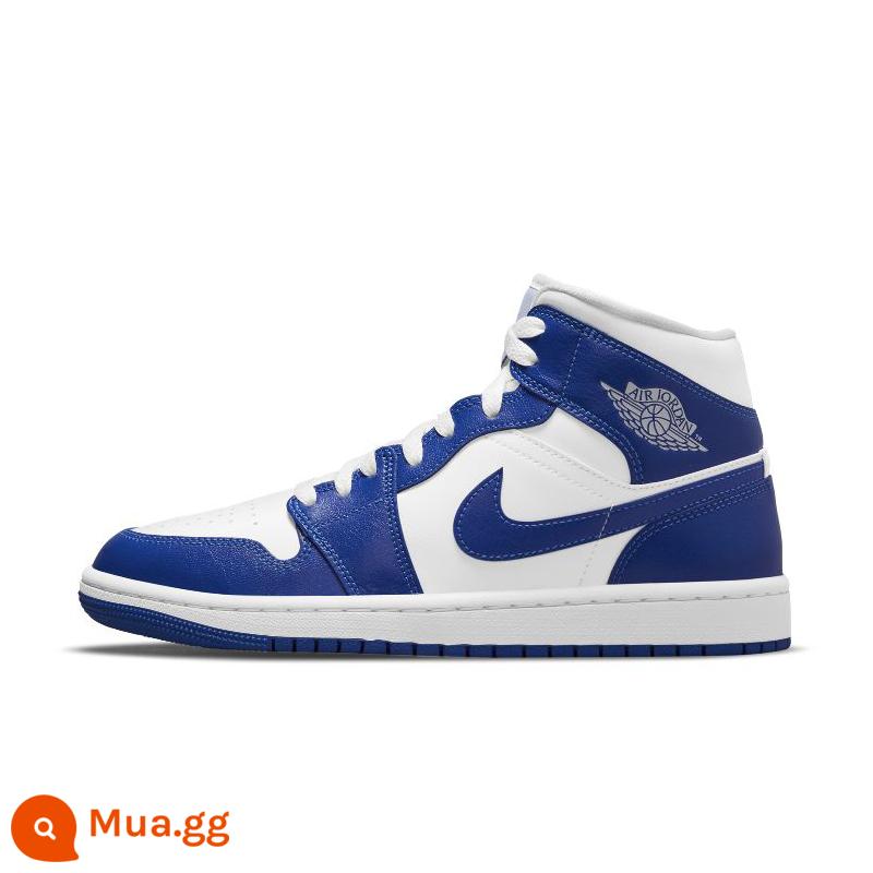 NIKE AIR JORDAN 1 AJ1 Joe 1 giày thể thao nữ giày bóng rổ ống giữa thường ngày BQ6472-308-141 - Trắng và xanh (BQ6472-104)