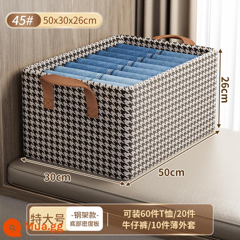 6 Gói Houndstooth Hộp Bảo Quản Quần Áo Tủ Quần Áo Nhà Lớp Người Tổ Chức Đóng Hộp Quần Áo Và Quần Gấp Tủ Bảo Quản - [Mua một tặng một] Kích thước cực lớn ⭐ [Dày hai lớp | Khung thép chắc chắn] Chiều sâu 50* Chiều rộng 30* Chiều cao 26