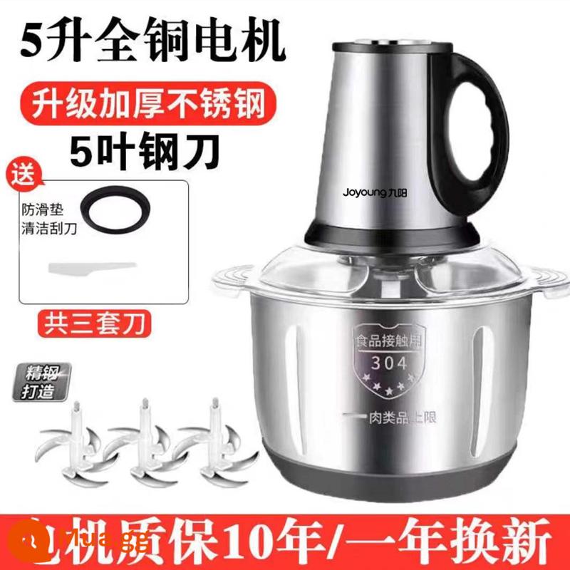 Mới 5L Máy Xay Thịt Điện Gia Đình Nhỏ Đa Năng Nấu Hoàn Toàn Tự Động Máy Thép Không Gỉ Công Suất Lớn Thịt Băm Làm Đầy - J 5 lít 3 đô la