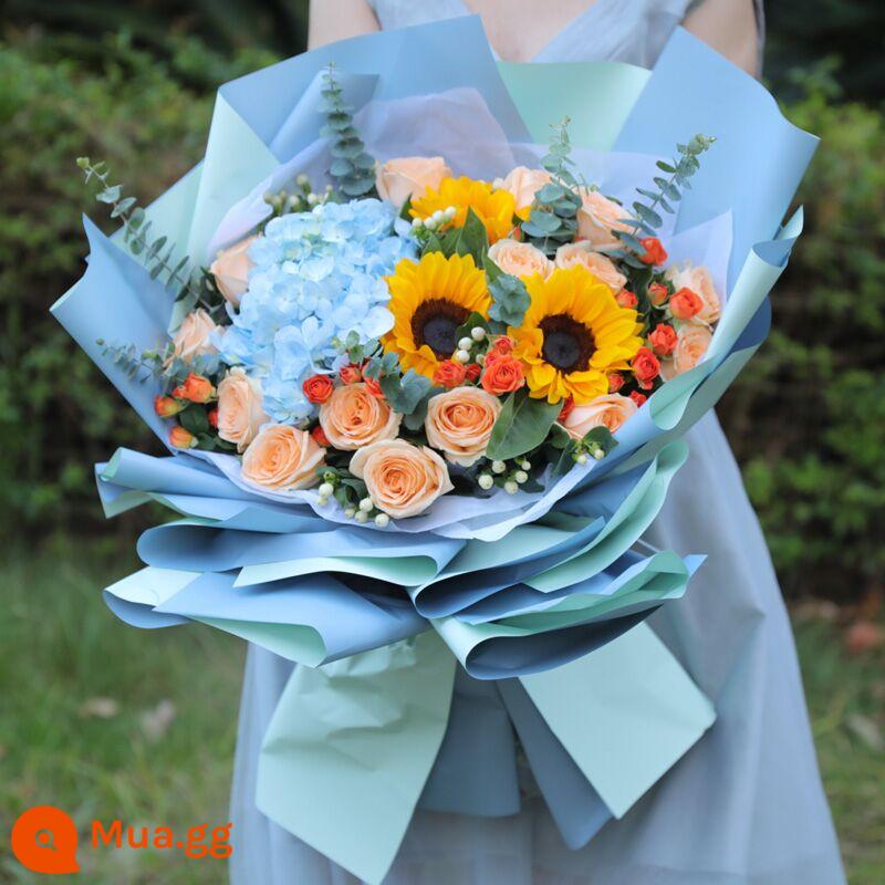 Bó hoa hồng đỏ Thái Nguyên 99 bông hoa Datong Yangquan Changzhi Jincheng Shuozhou Jinzhong City Flower Shop Express - người yêu màu xanh