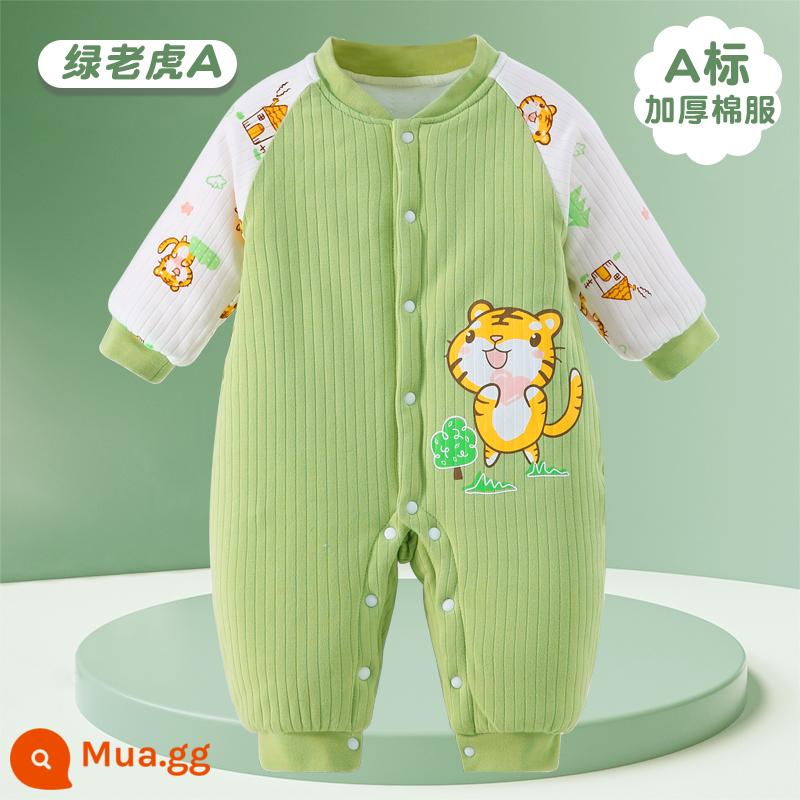 Quần áo cotton cotton trẻ em mùa đông kết nối với áo khoác cotton mùa đông dày cho trẻ sơ sinh Bé và mùa đông để giữ cho mùa đông ấm áp - Hổ Xanh A [Bông]