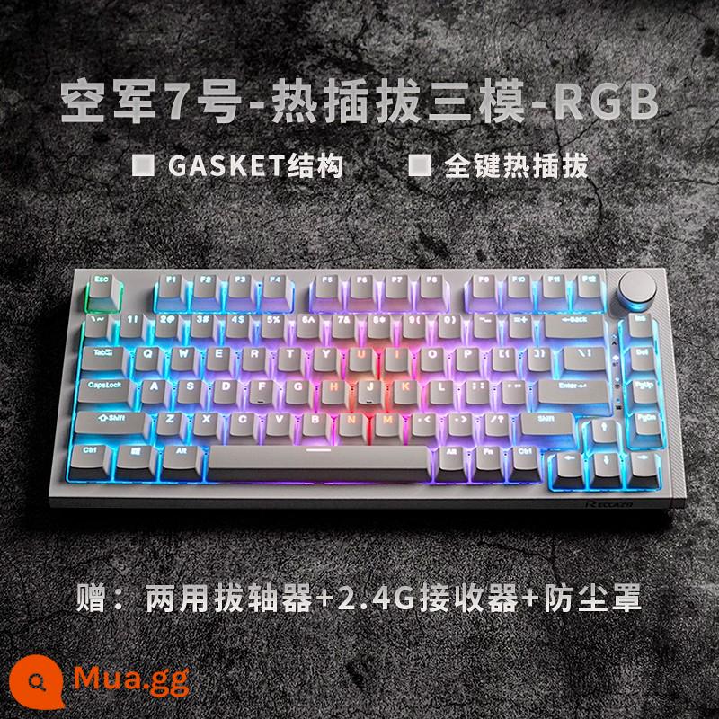 Leikaze KW75S Cấu trúc miếng đệm có thể tráo đổi nóng RGB ba chế độ 75 với bàn phím máy tùy chỉnh theo cột trò chơi thể thao điện tử - [Air Force 7]+Ba chế độ không dây+Có thể hoán đổi nóng toàn phím+Đèn RGB