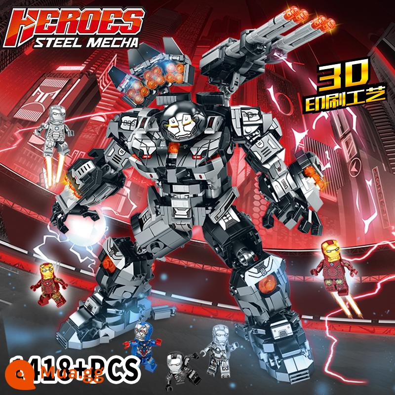 Trung Quốc Khối Xây Dựng Người Sắt Chống Hulk Mecha Robot Aberdeen Bọc Thép Xếp Hình Trẻ Em Đồ Chơi Lắp Ráp Cậu Bé Quà Tặng - Cỗ máy chiến tranh Iron Man [1418 miếng] 6 nhân vật nhỏ miễn phí