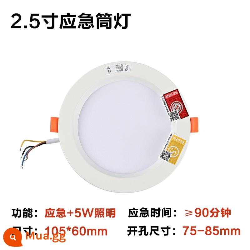 Đèn chiếu sáng tích hợp đèn chiếu sáng khẩn cấp Đèn led 354 inch cảm ứng cơ thể con người điều khiển âm thanh và ánh sáng mất điện tích hợp đèn chiếu sáng - Đèn downlight khẩn cấp 2.5 inch ánh sáng trắng 5w (khoan lỗ 75-85mm)