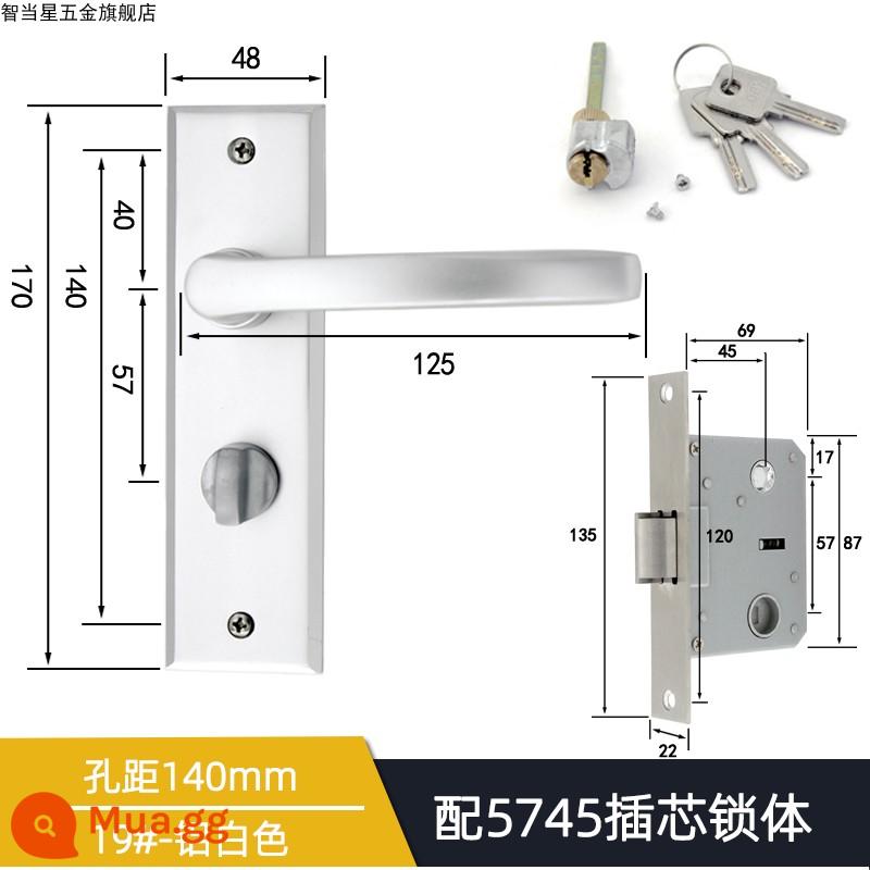 5745 Khóa tay nắm cửa lưỡi đơn lớn cho phòng thay đồ Khóa tay cầm áp lực lưỡi nghiêng Phong cách Trung Quốc Đơn giản/Phong cách châu Âu Khóa cửa gỗ một lưỡi cổ điển - Khoảng cách lỗ trắng nhôm 19 # 140