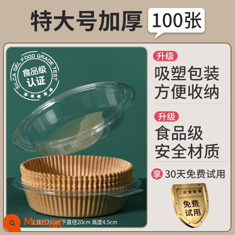 Nồi chiên không dầu đặc biệt đĩa giấy hộ gia đình chịu nhiệt độ cao thấm dầu giấy lót thực phẩm Lò nướng nướng giấy dầu silicon nồi chiên điện - 100 tờ cực lớn + hộp đựng bụi cho thú cưng [dầu silicon nhập khẩu] cho nồi chiên 4-7 lít