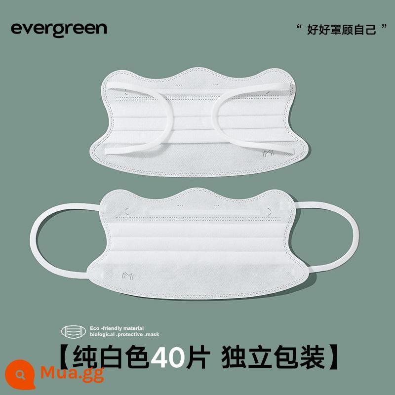 Evergreen lượn sóng khói mặt nạ màu xanh - 40 miếng lượn sóng màu trắng