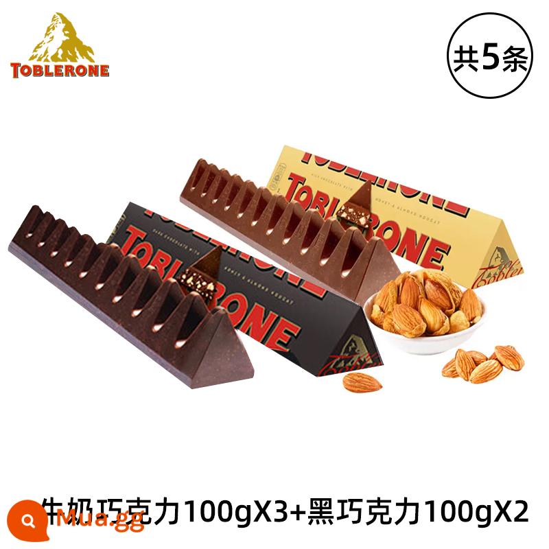 Mondelez nhập khẩu Toblerone tam giác socola sữa/ socola đen snack gỗ hạnh nhân mật ong cho bạn gái - [5 món]Sô cô la sữa*3+sô cô la đen*2