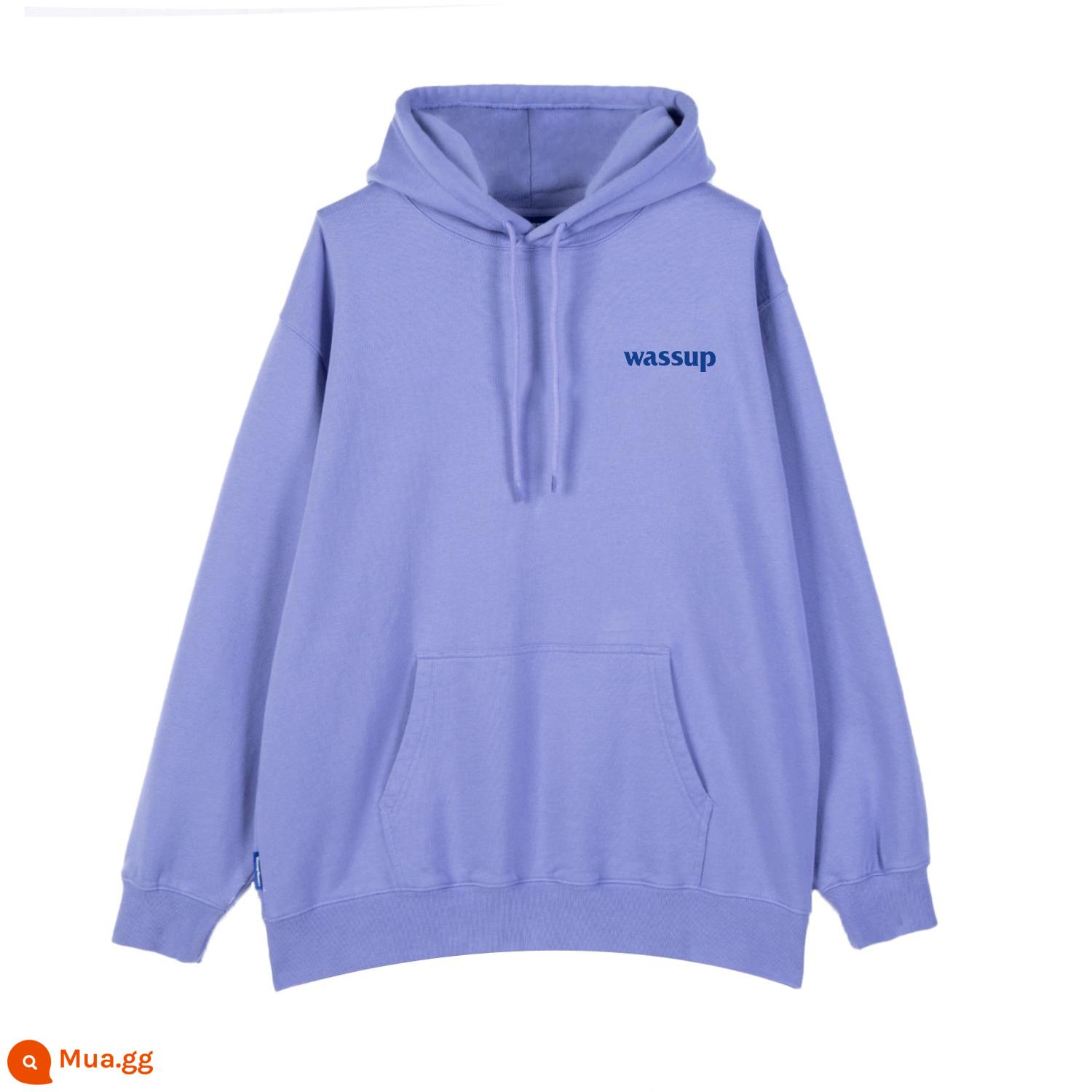 WASSUP HEODS hợp thời trang thương hiệu áo len nam trên áo khoác hoodie nặng cộng với nhung thu đông phù hợp với xu hướng quốc gia - Màu tím nhạt (bông terry mùa xuân và mùa thu) 400g cotton nguyên chất không vón cục