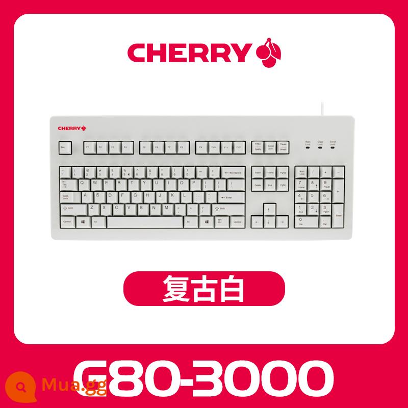 Cherry (Anh Đào) G80-3000 Bàn Phím Cơ Retro Có Dây Trà Xanh Trục Đen 104 Phím Keycap PBT - màu trắng cổ điển