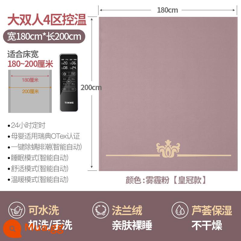 Đức Tinme Electric Chăn một và nhiệt độ kép có thể được rửa sạch và an toàn mà không có bức xạ mà không có bức xạ. - Bột Haze 180*200 cm lớn gấp đôi 4 vùng có thể giặt được