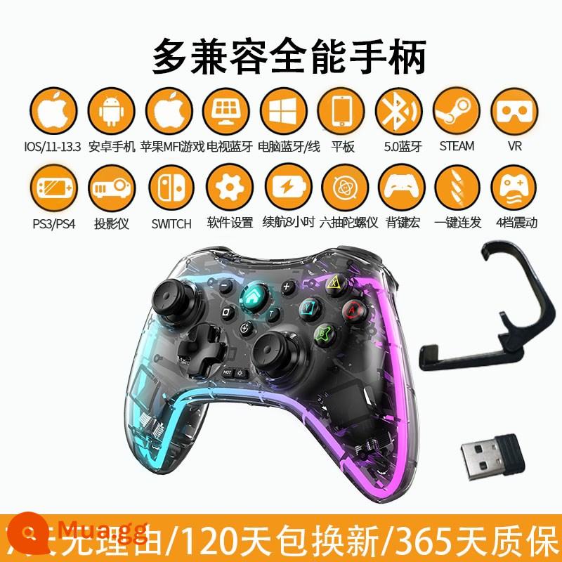 Horizon 5 Wireless Tesla Eldon French Ring TV di động Tay cầm chơi game Bluetooth Phiên bản máy tính PC không dây xbox Double Walk nba2K22 Wolves Steam Nintendo Switch - Đen + khung + đầu thu trong suốt [Đặt hàng bằng chức năng hình ảnh]