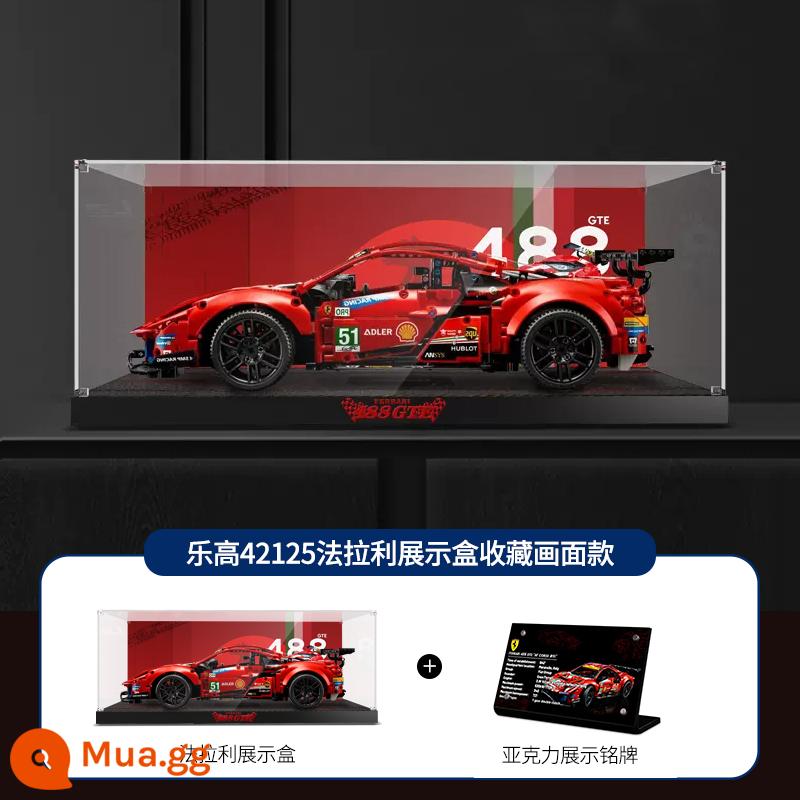 POP Lego Porsche 911 Bugatti Lamborghini Ferrari hộp hiển thị acrylic trong suốt chống bụi - Mẫu màn hình 42125 Ferrari 488 + bảng tên độc quyền