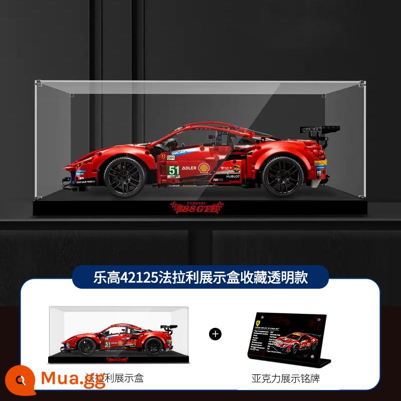 POP Lego Porsche 911 Bugatti Lamborghini Ferrari hộp hiển thị acrylic trong suốt chống bụi - 42125 Mẫu trong suốt Ferrari 488 + bảng tên độc quyền