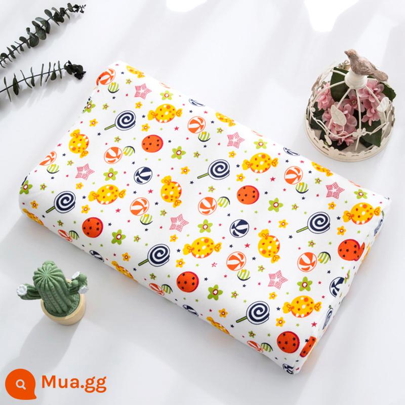 Gối cao su trẻ em bằng cotton nguyên chất 44x27 Vỏ gối cao su cho bé 30x35x40x50x55x60 cotton cho bé - Vỏ gối kẹo mút (1 chiếc)