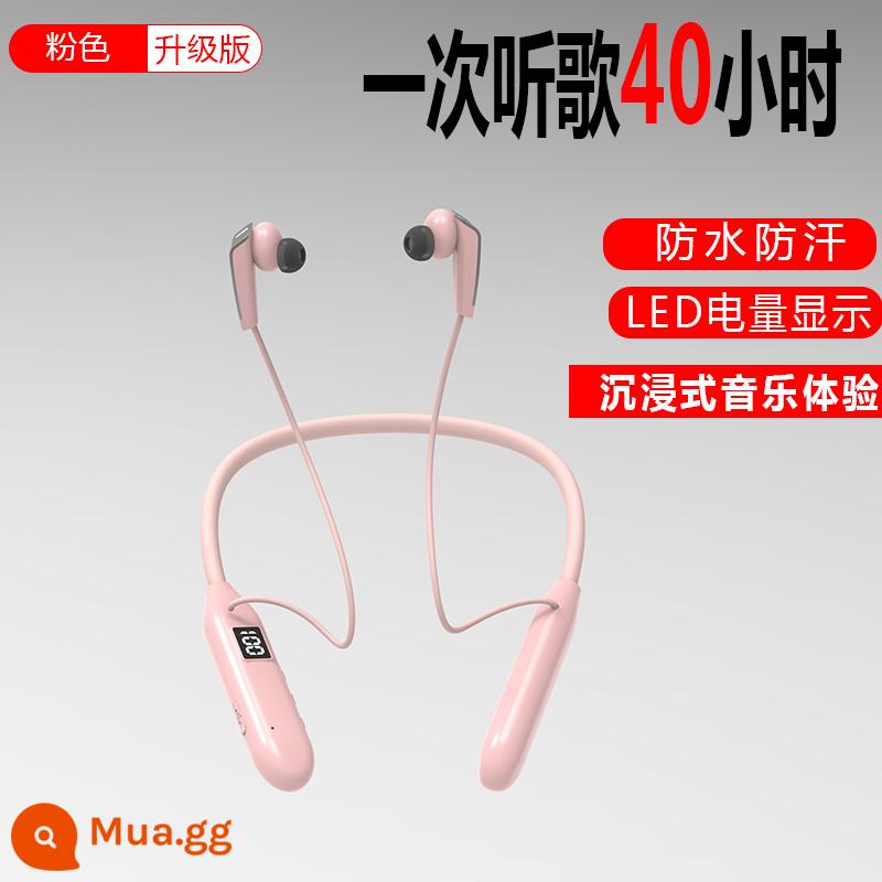 Tai nghe bluetooth không dây in-ear thể thao đeo cổ chống ồn thời lượng pin lớn chất lượng cao đeo cổ cho Huawei - Phiên bản nâng cấp-[Hồng]-40 giờ nghe nhạc và gọi điện